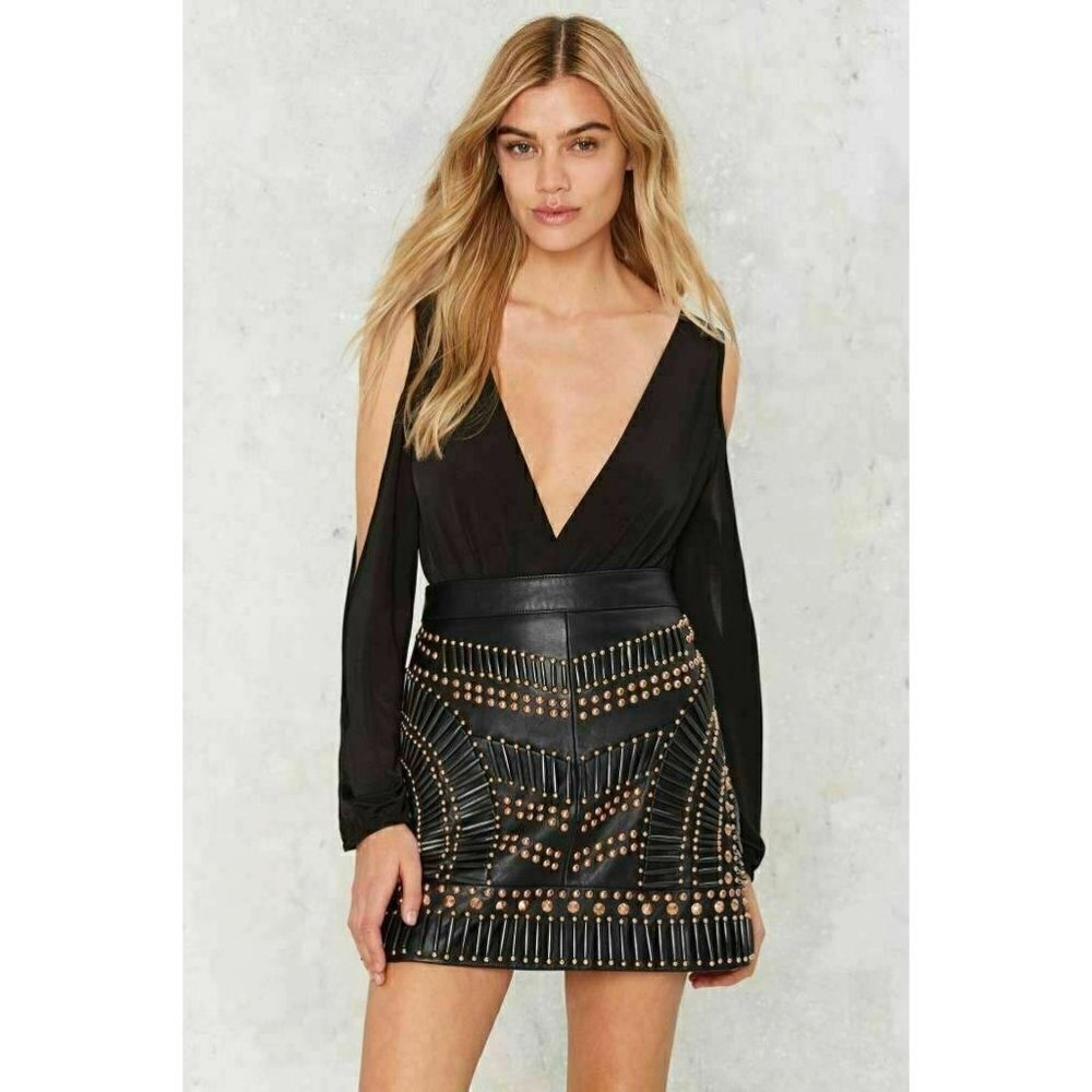 Makers of Dreams Black Cold Shoulders Bodysuit M